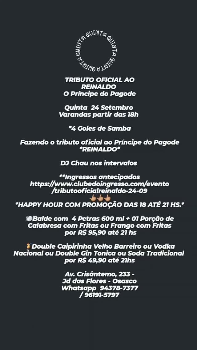 Flyer de 4 Goles de Samba