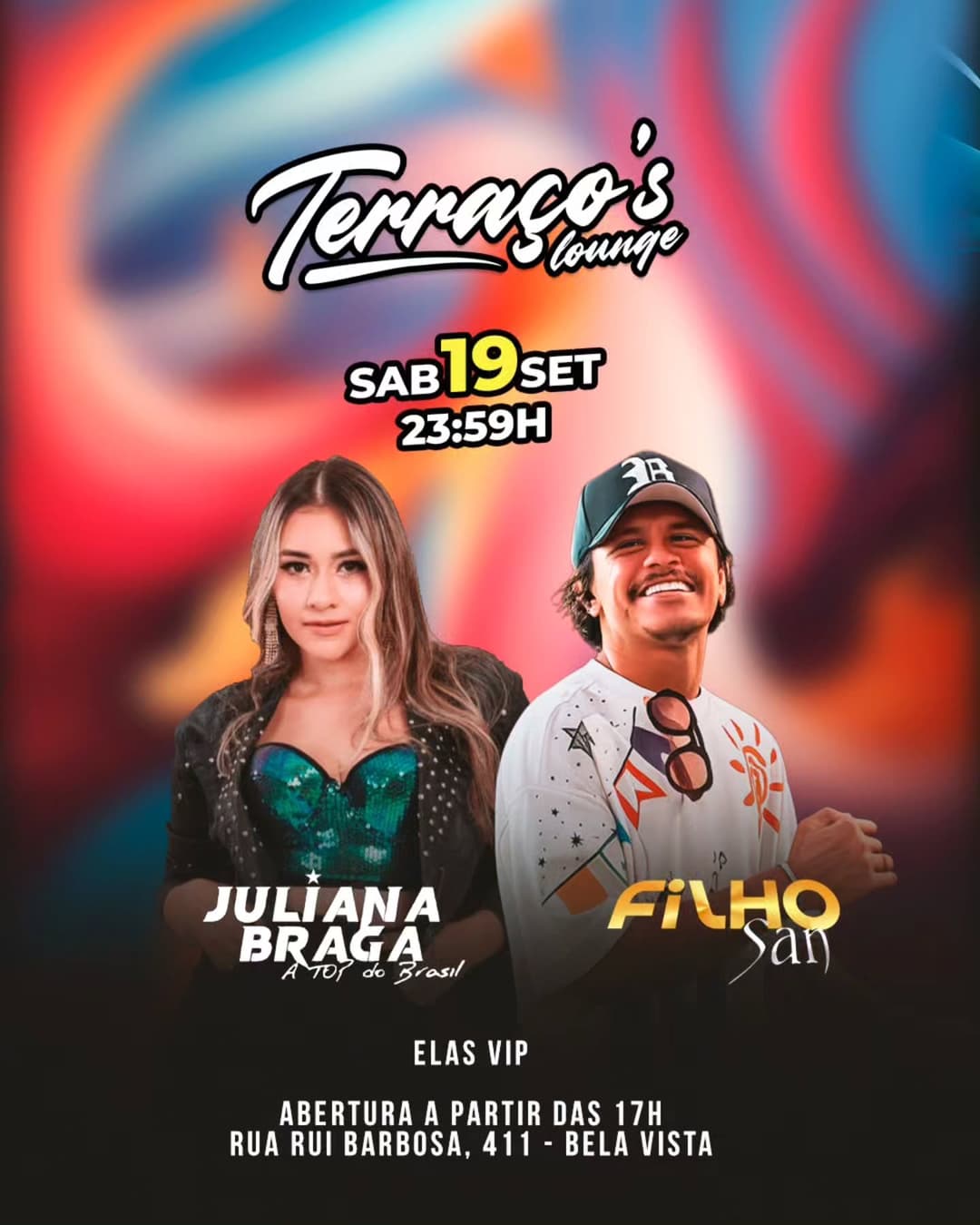 Flyer de Juliana Braga e Filho San