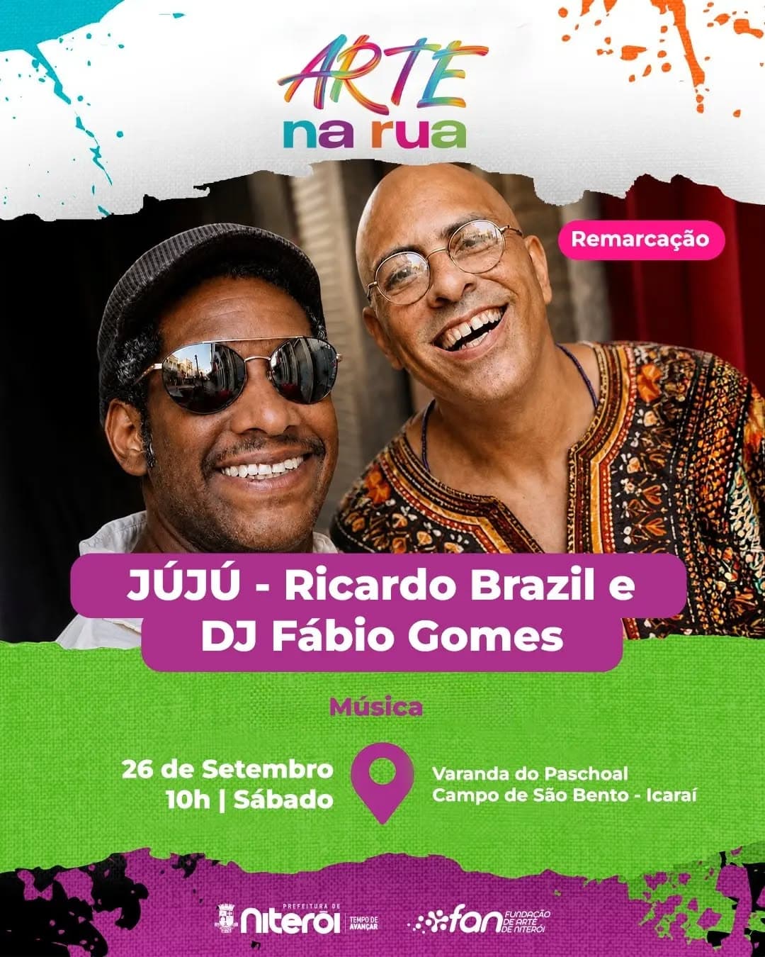 Flyer de Gomes, JÙJÚ e Ricardo Brazil