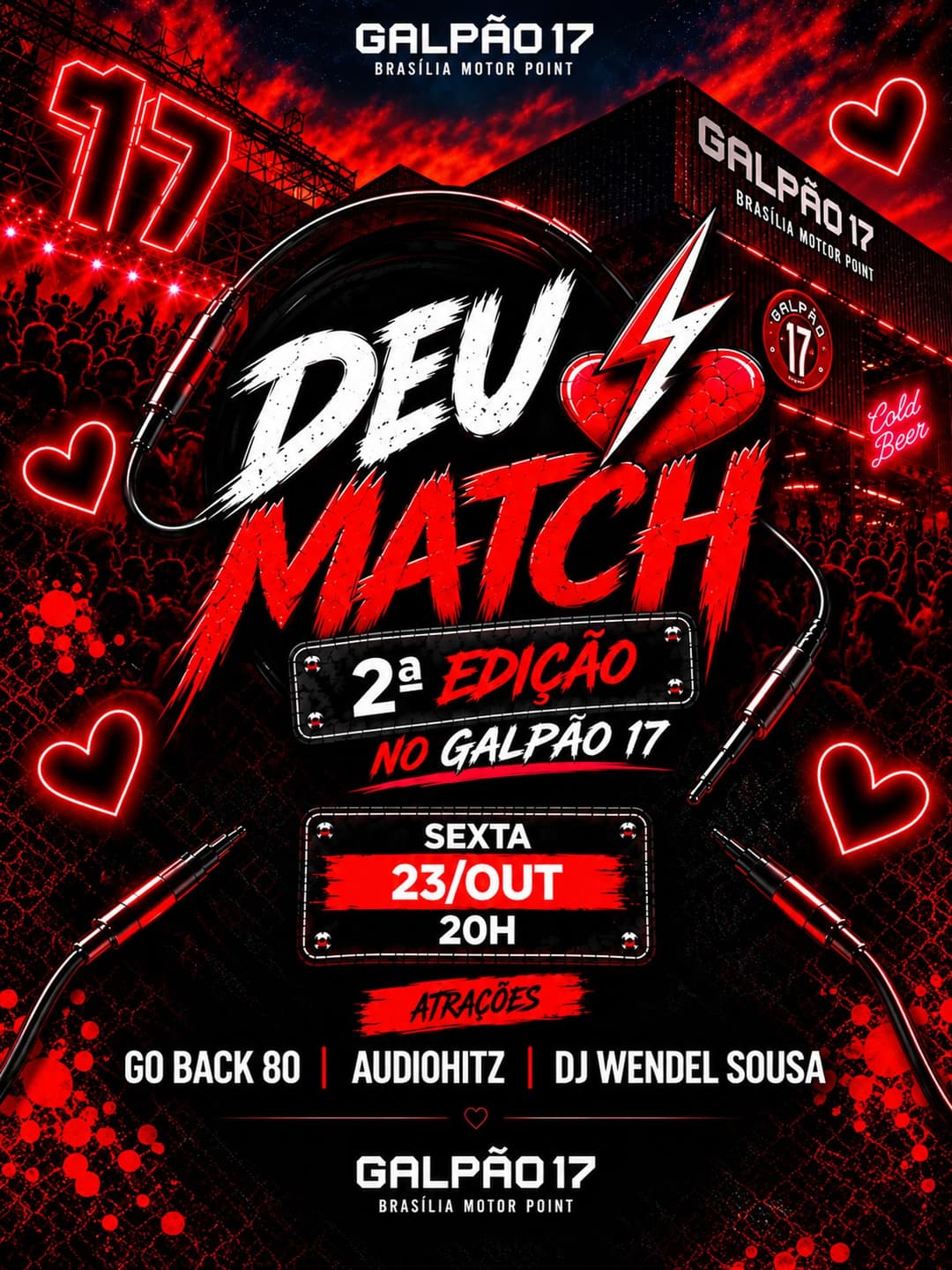 Flyer de Go Back 80, Audiohitz e DJ Wendel Sousa