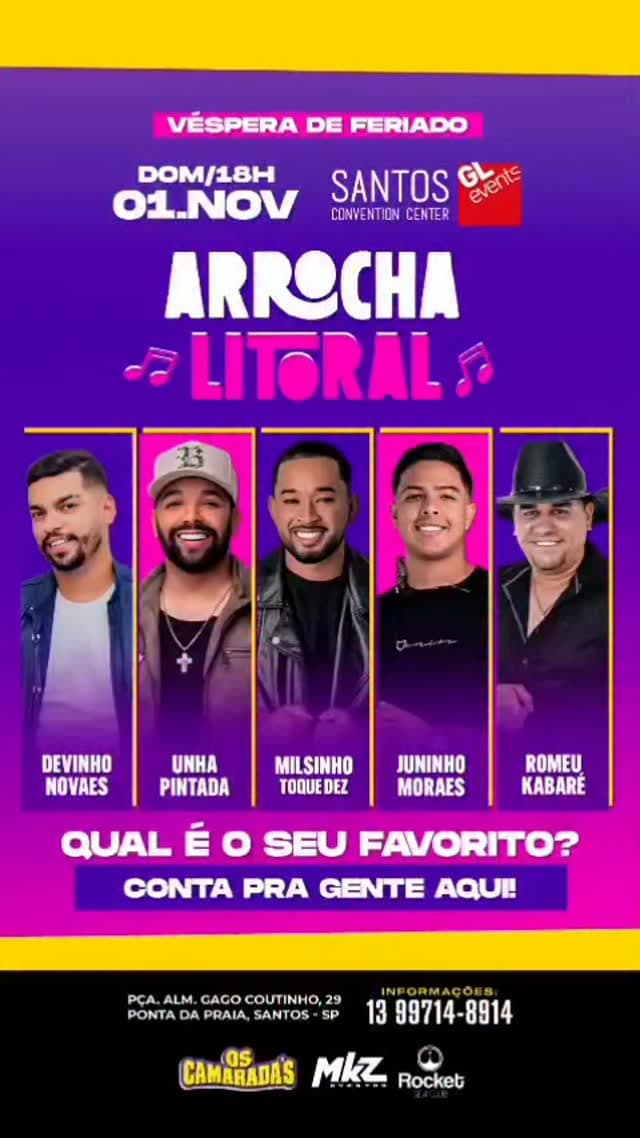 Flyer de Devinho Novaes, Unha Pintada e mais 3 artistas