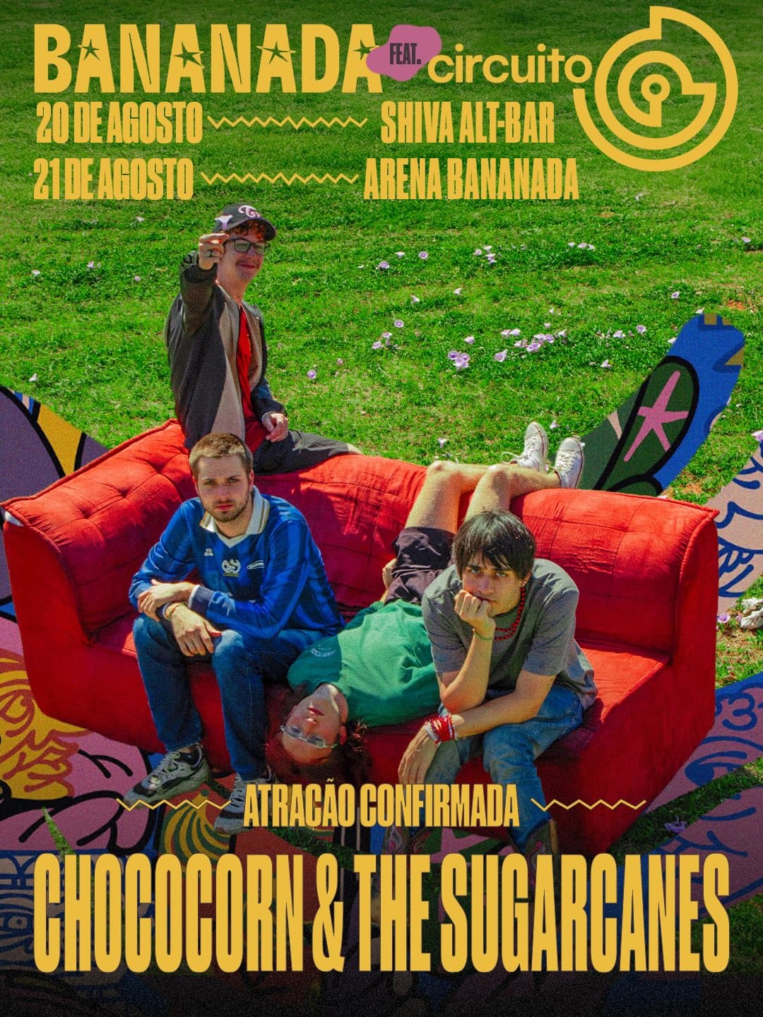 Flyer de Chococorn and the Sugarcanes e mais 3 artistas
