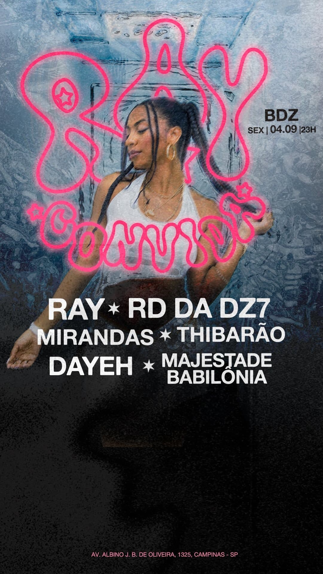 Flyer de Gabriela Dayeh, Fiot da Dona Gil e mais 4 artistas