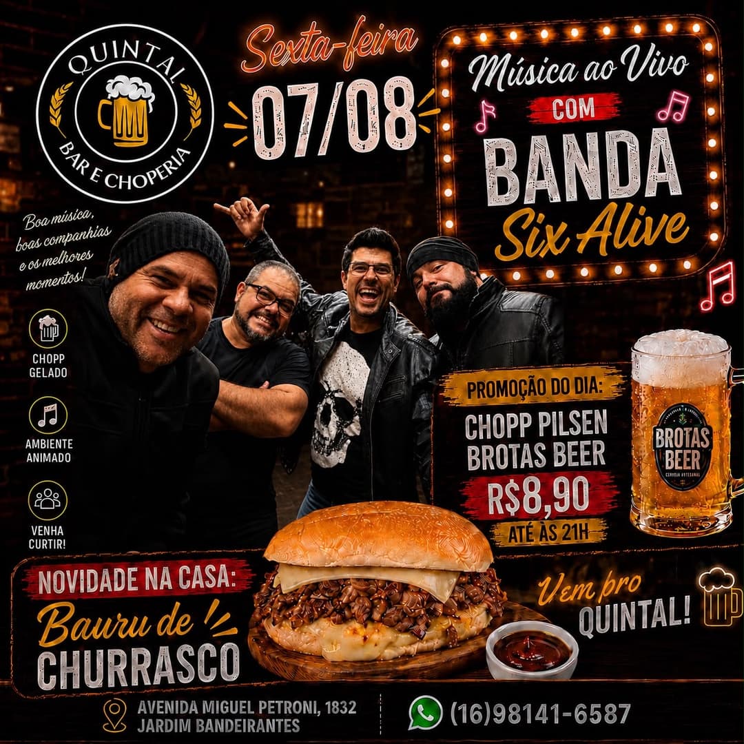 Flyer de Banda Six Alive