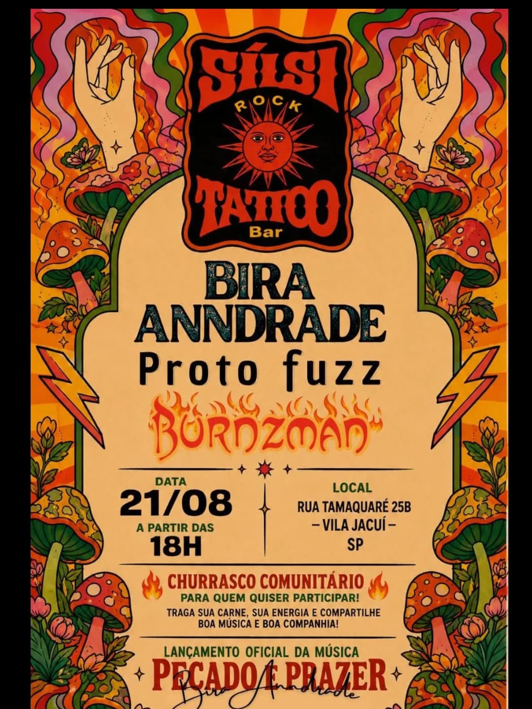 Flyer de Proto Fuzz, Bira Andrade e burnzman
