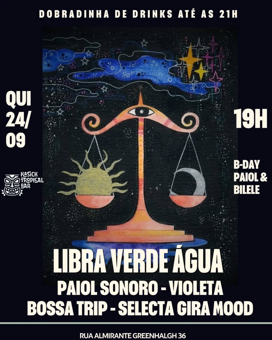 Flyer de Paiol Sonoro, Violeta Bossa Trip e Selecta Gira Mood