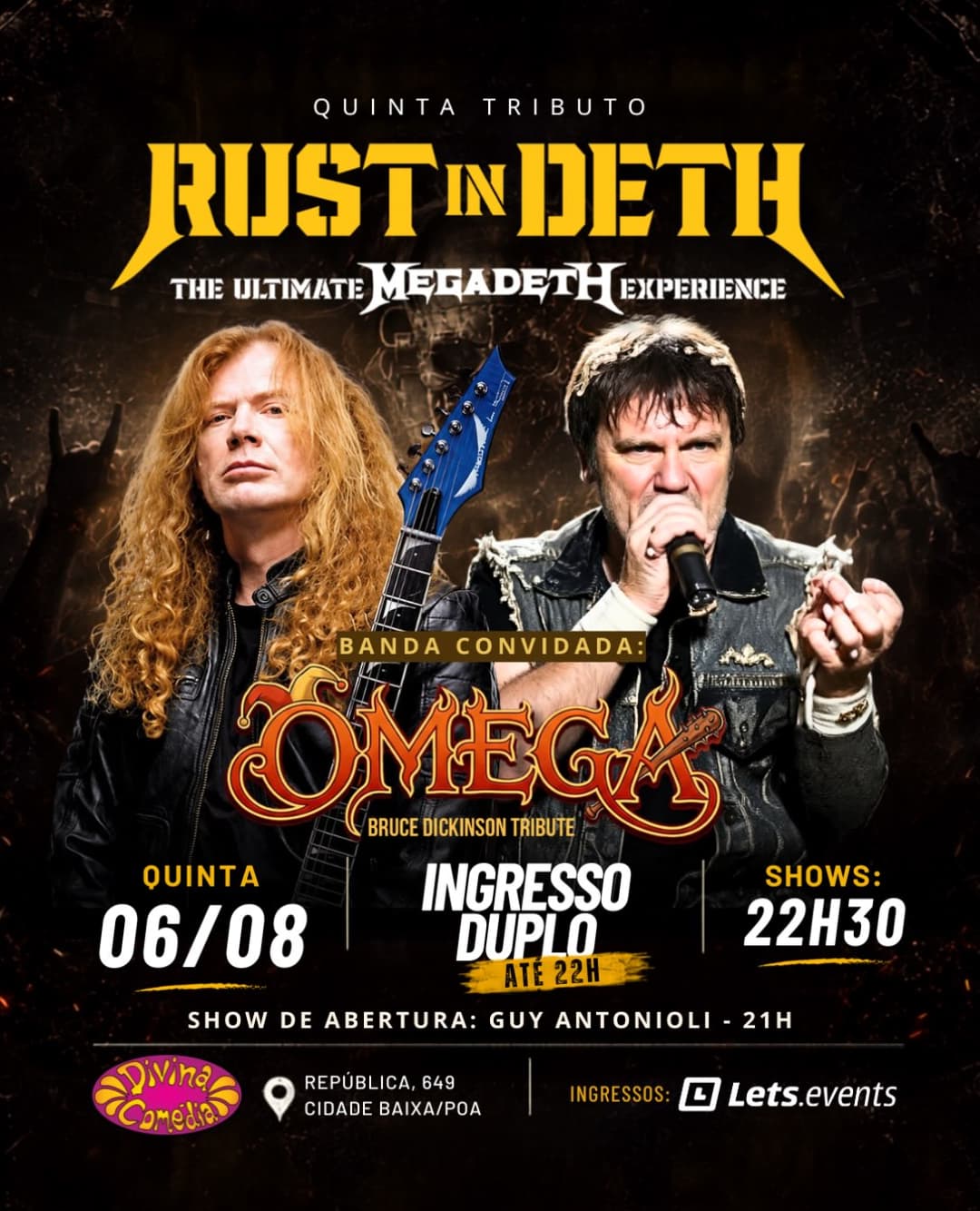 Flyer de Guy Antonioli, Rust in Death e Omega