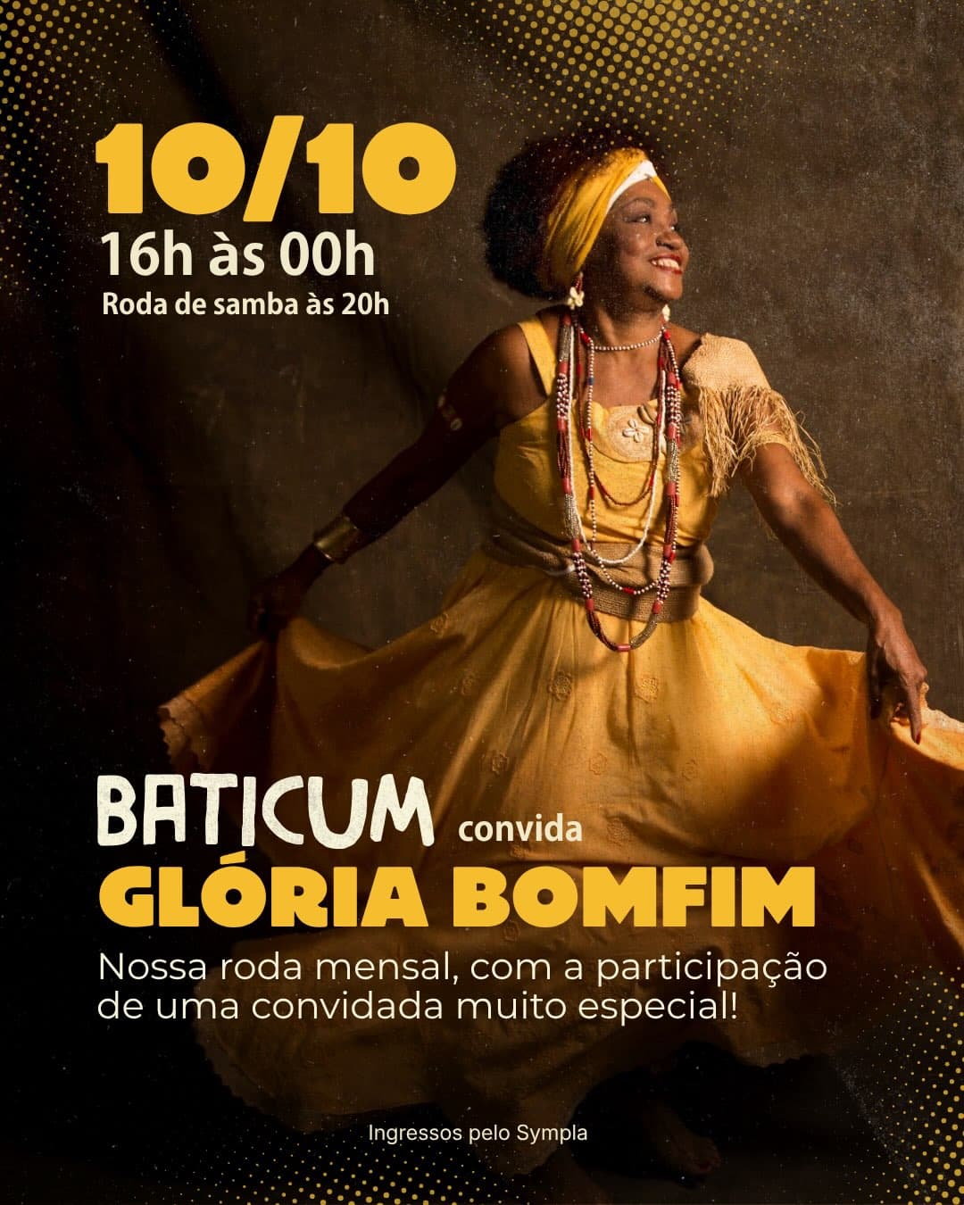 Flyer de Gloria Bomfim e Roda Baticum