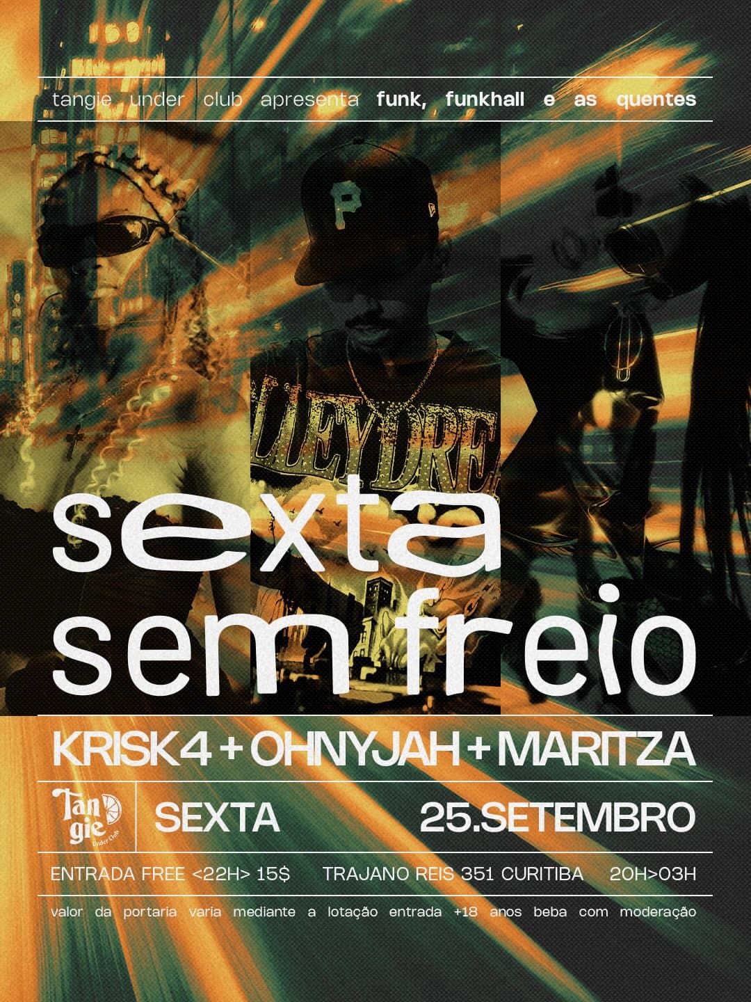 Flyer de Matheus Marques, k.risk4 e Maritza Tza