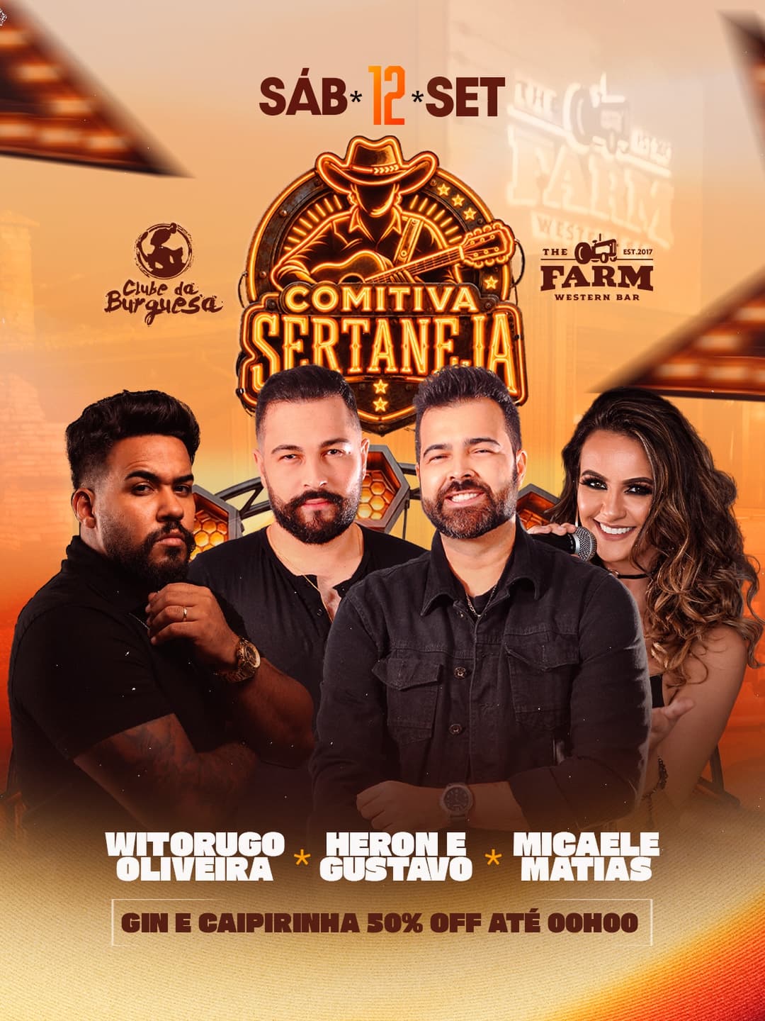 Flyer de Heron & Gustavo, Witorugo Oliveira e Micaele Matias
