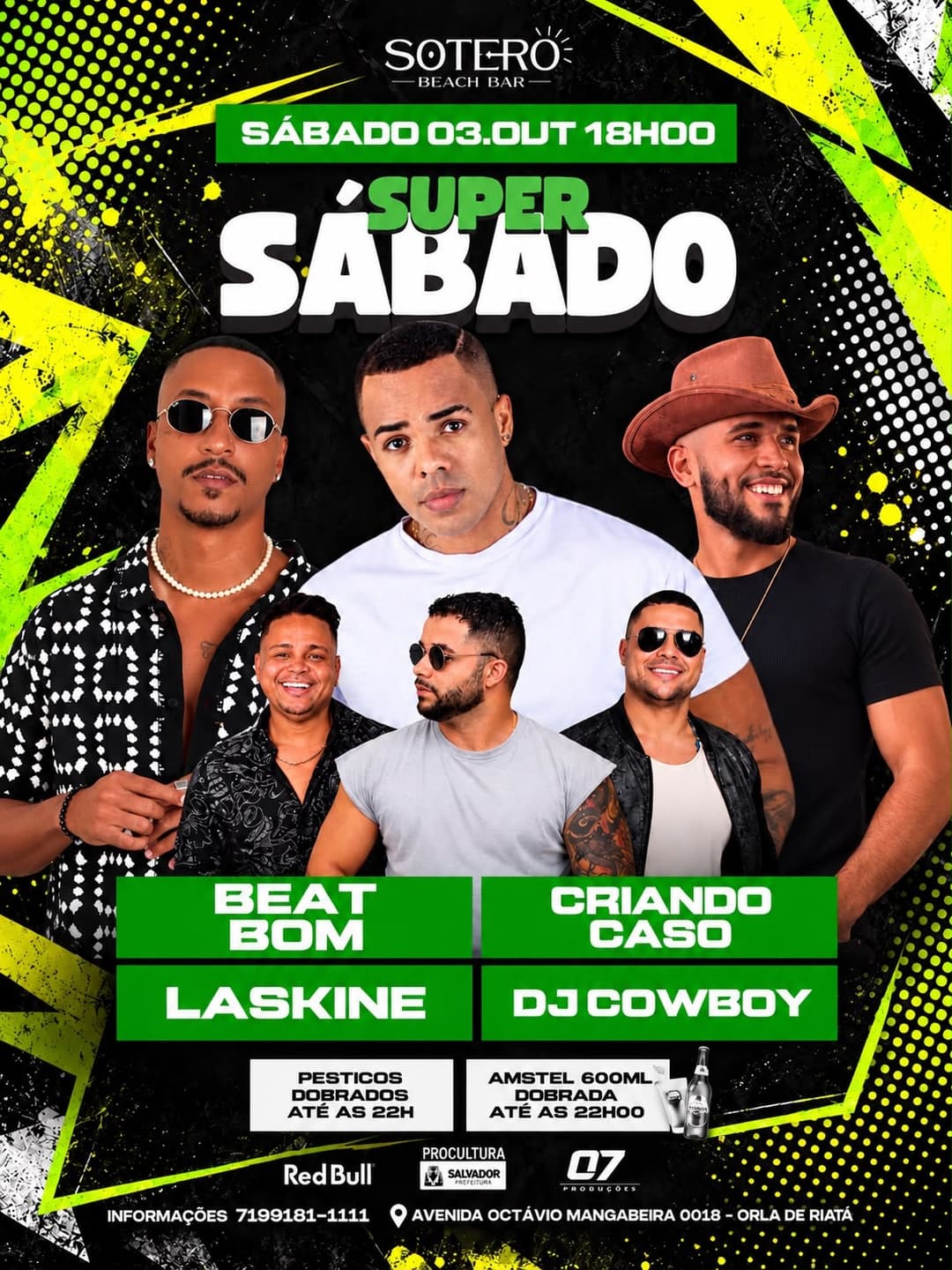 Flyer de Beat Bom Oficial, Criando Caso, Laskinê e Cowboy