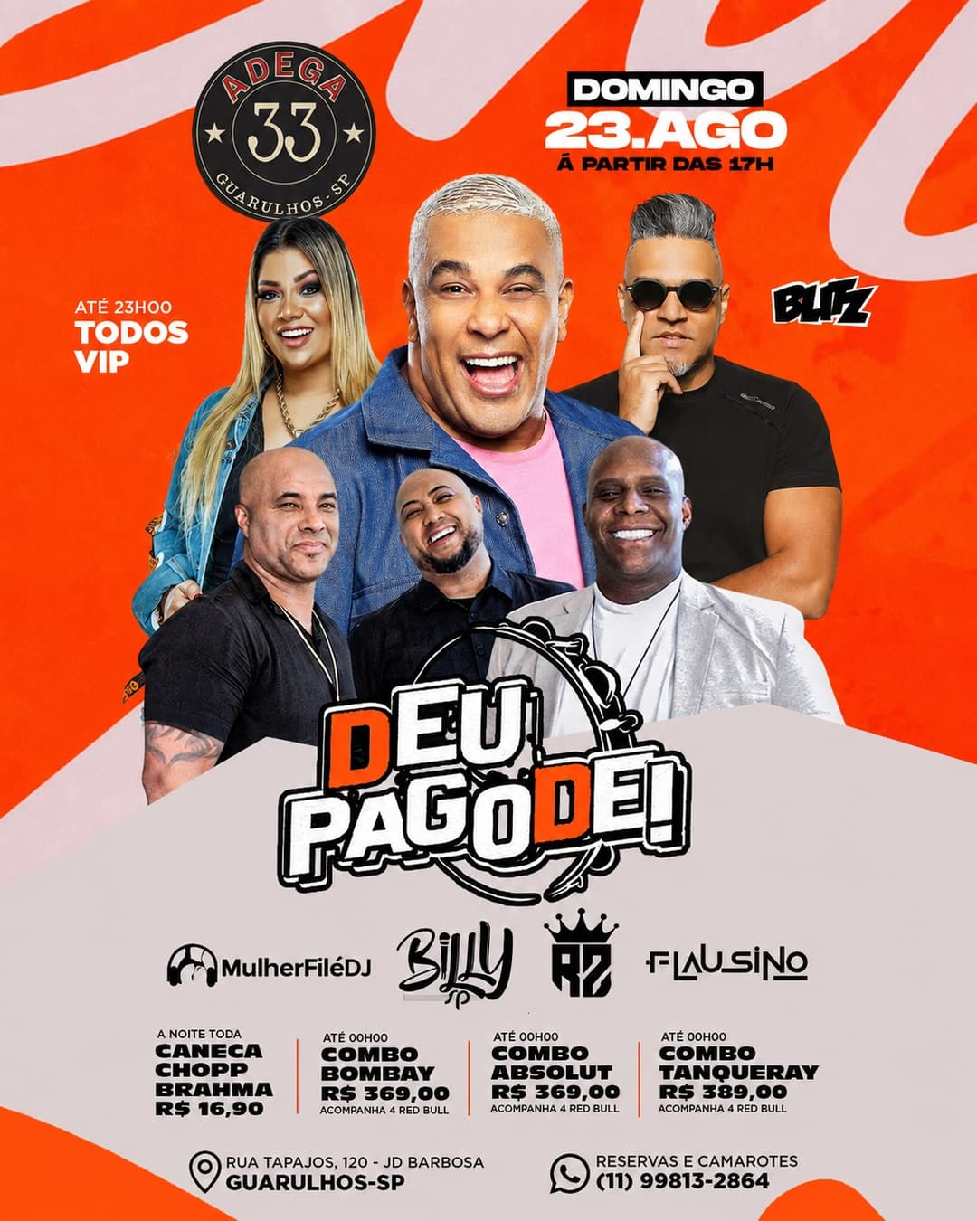 Flyer de Grupo Rizzueto, Paulo Flausino, Billy SP e Mulher File