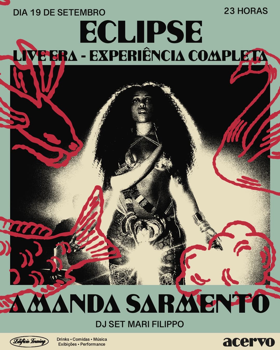 Flyer de Amanda Sarmento e Mari Filippo