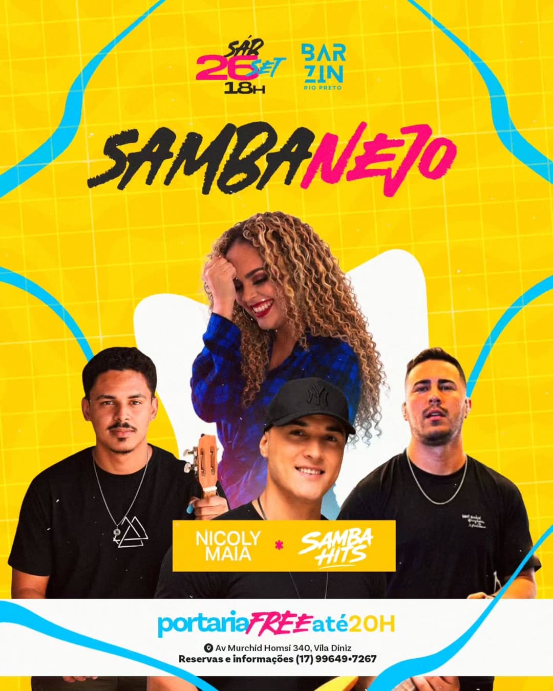 Flyer de Nicoly Maia e Samba Hits