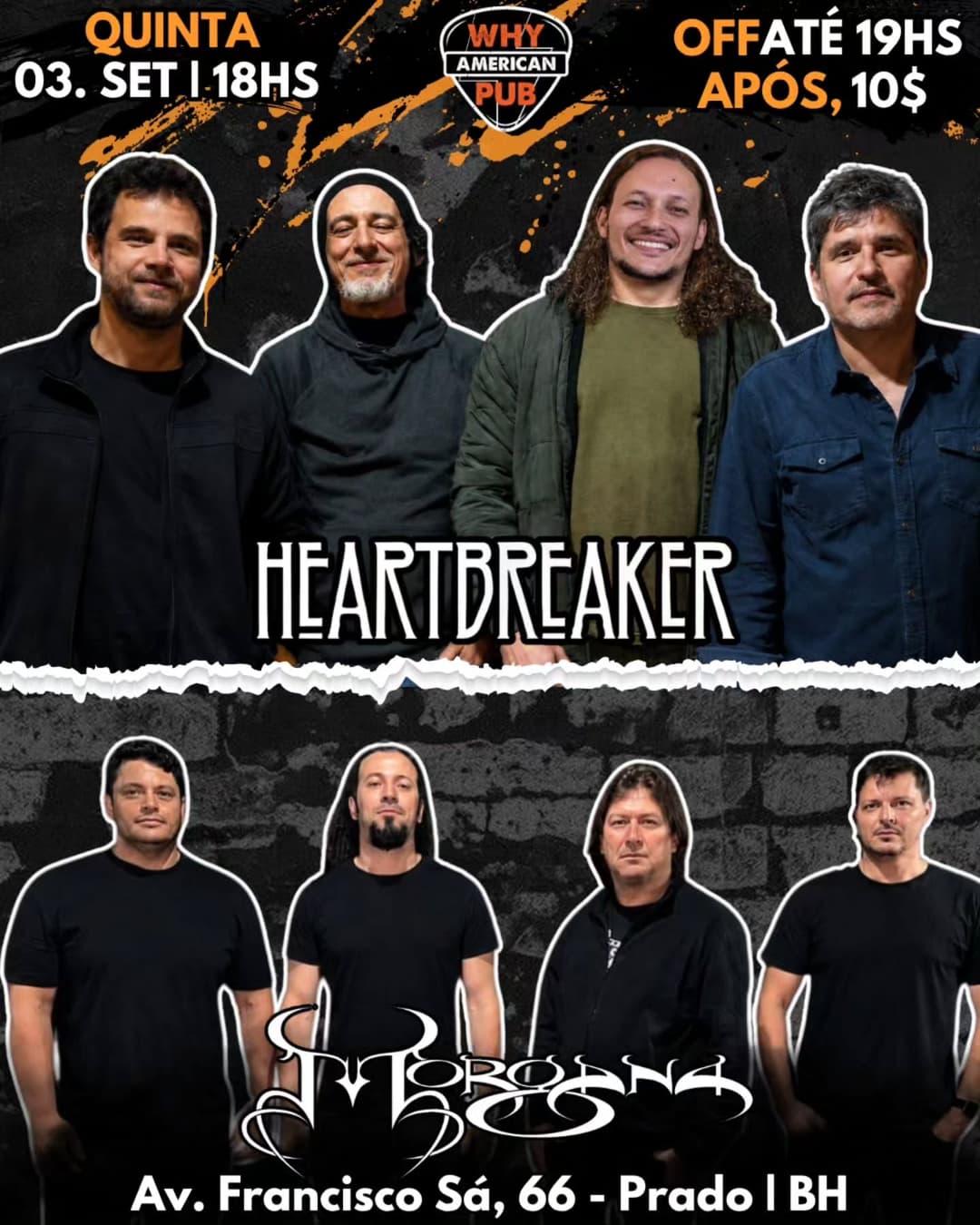 Flyer de Heartbreaker e Banda Morgana