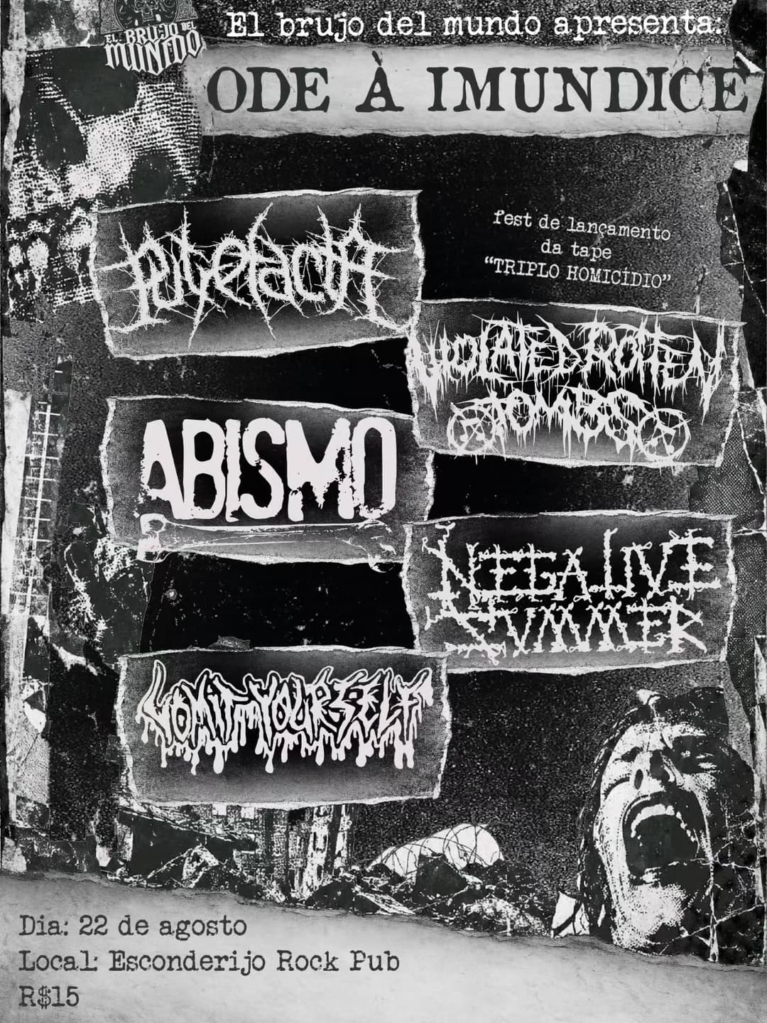 Flyer de Putrefacta, Abismo, Vomit Yourself e mais 2 artistas