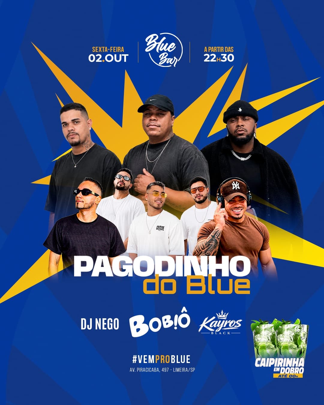 Flyer de Grupo Bobiô, Kayros Black e DJ Nego