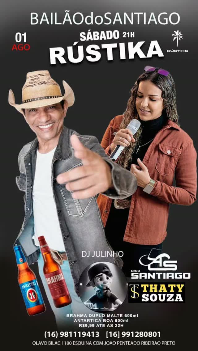 Flyer de Dico Santiago, Thaty Souza e DJ Julinho