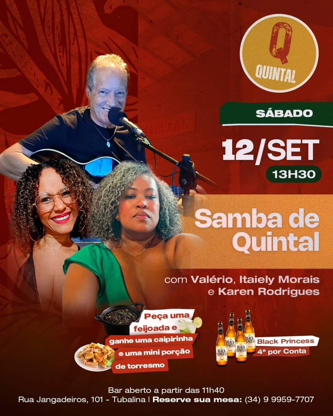 Flyer de Samba do Quintal, Itaiely Morais e Karen Rodrigues
