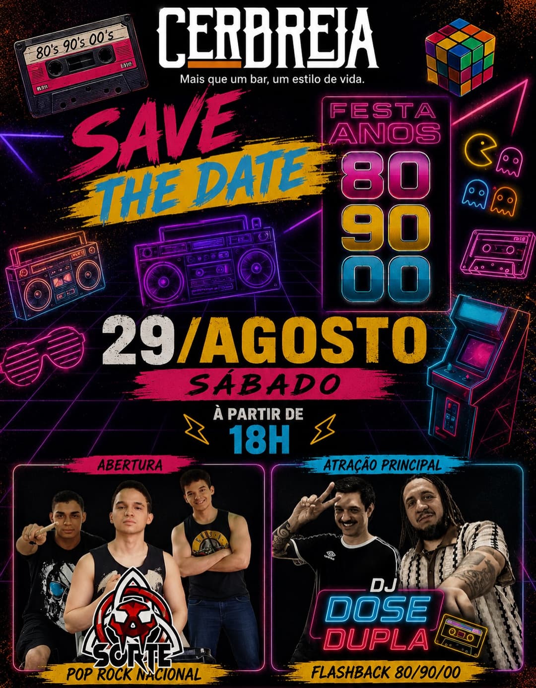 Flyer de Banda Sorte e Dose Dupla Luxo
