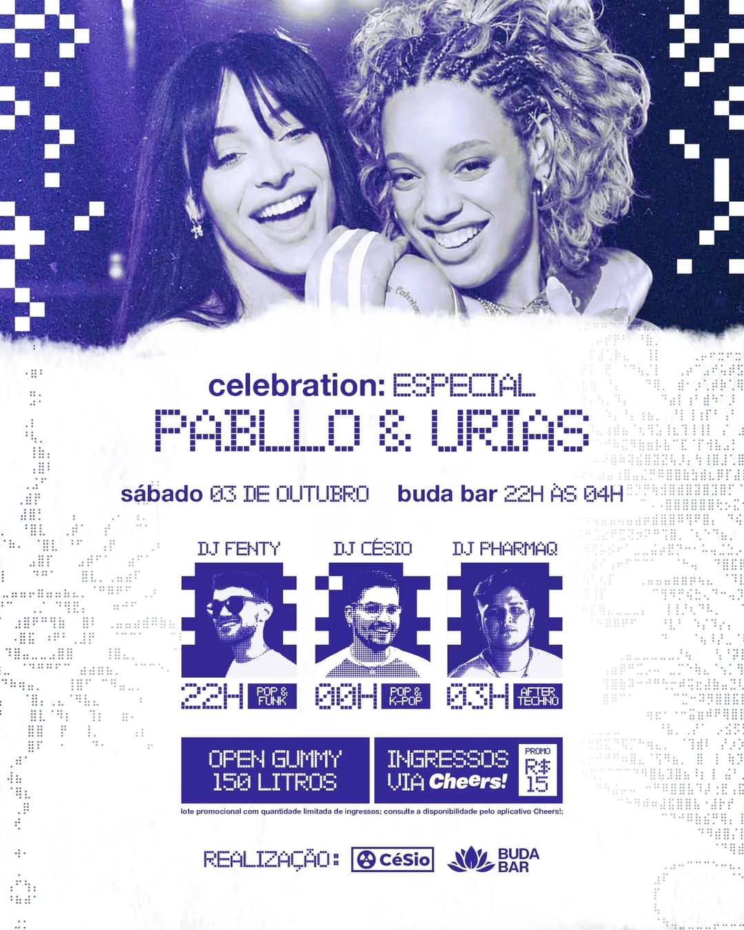 Flyer de Dj Césio, Urias, Fenty e Pharmaq