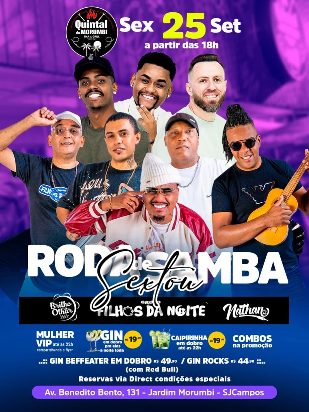 Flyer de Grupo Caxambu, Grupo Filhos da Noite e mais 2 artistas