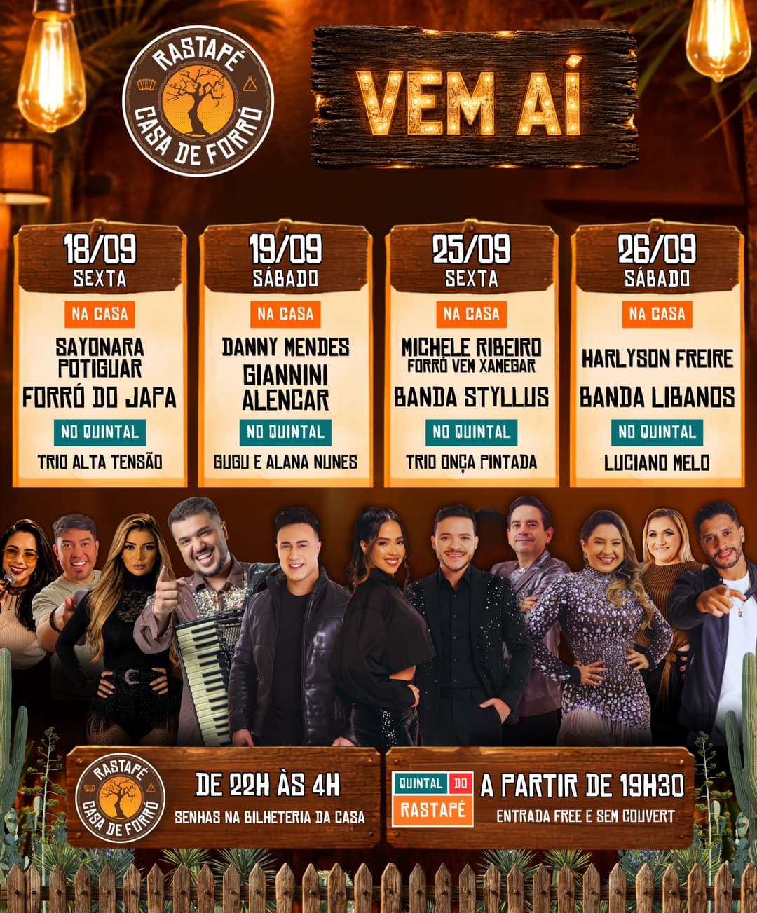 Flyer de Danny Mendes, Giannini Alencar, Gugu e Alana Nunes