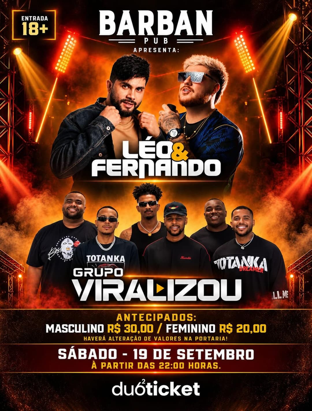 Flyer de Grupo Viralizou e Léo & Fernando