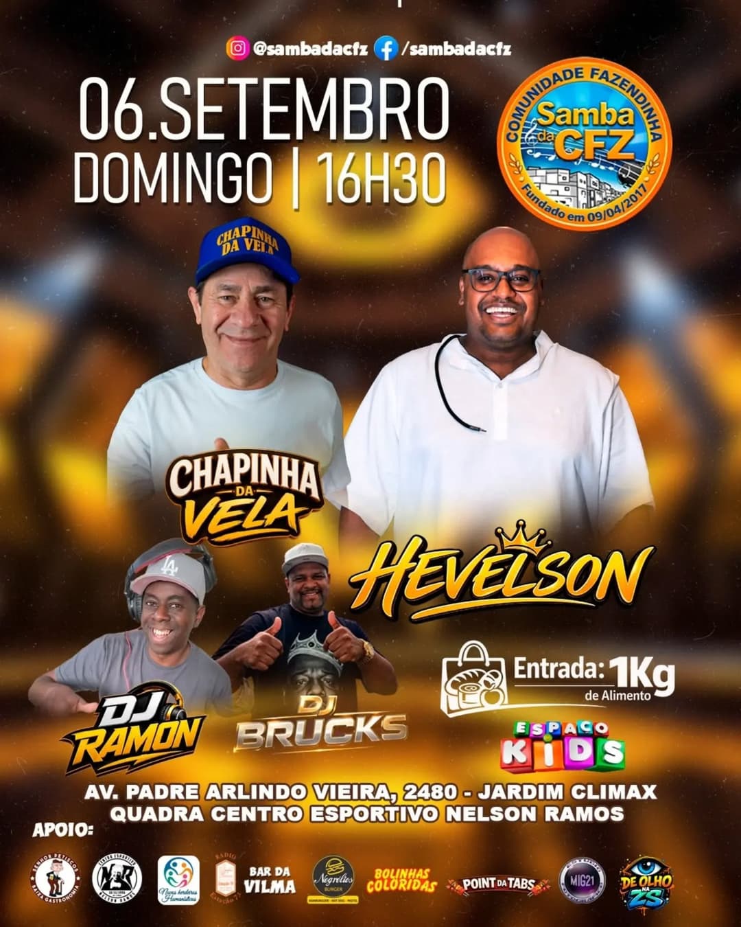 Flyer de Samba da CFZ, hevelsonoliveirasilva e mais 3 artistas