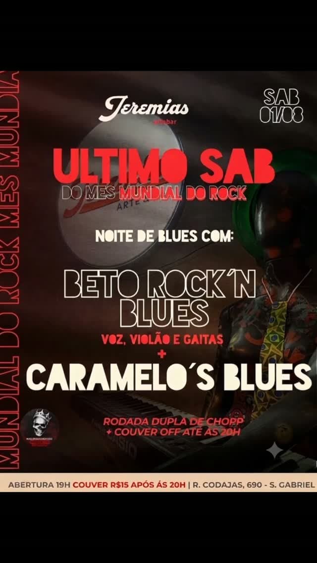 Flyer de Beto Rock'n Blues e Caramelo's Blues