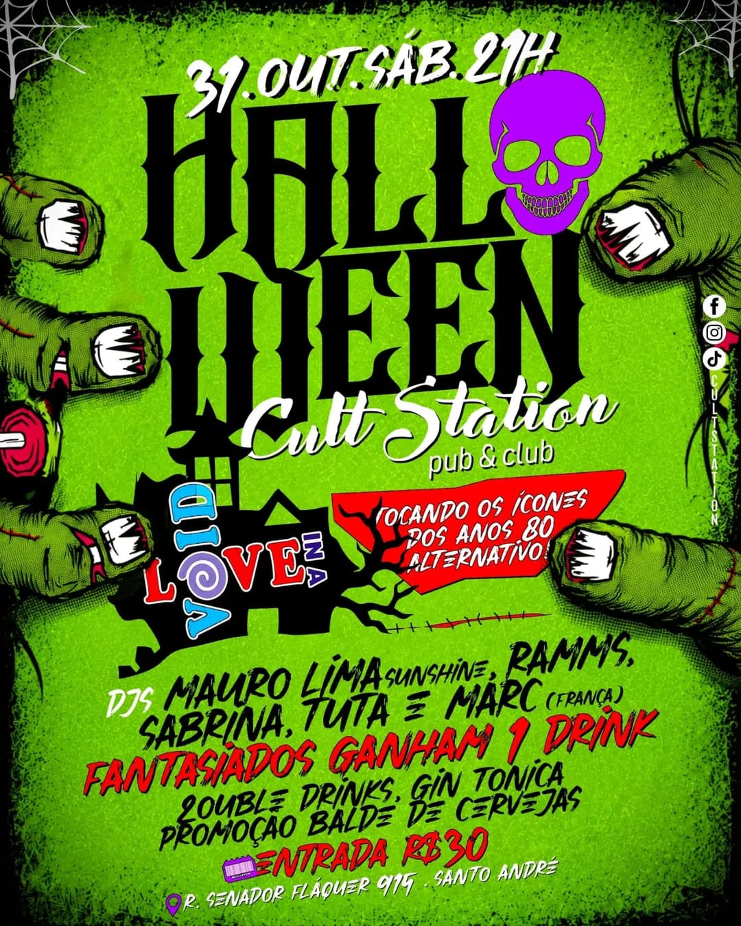 Flyer de Banda Love in a Void, Ramms, Sabrina e mais 3 artistas