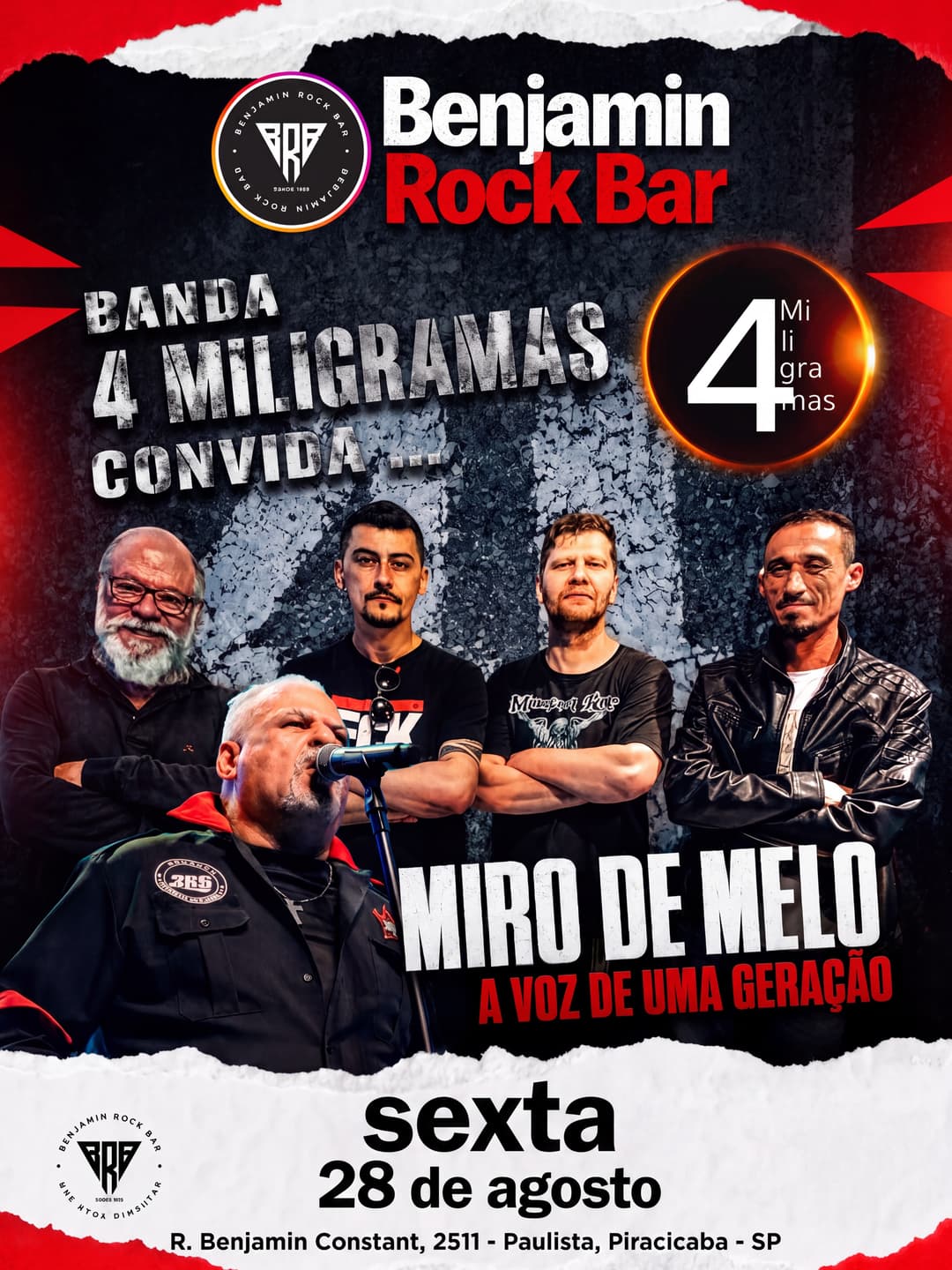 Flyer de 4 MILIGRAMAS e Miro de Melo