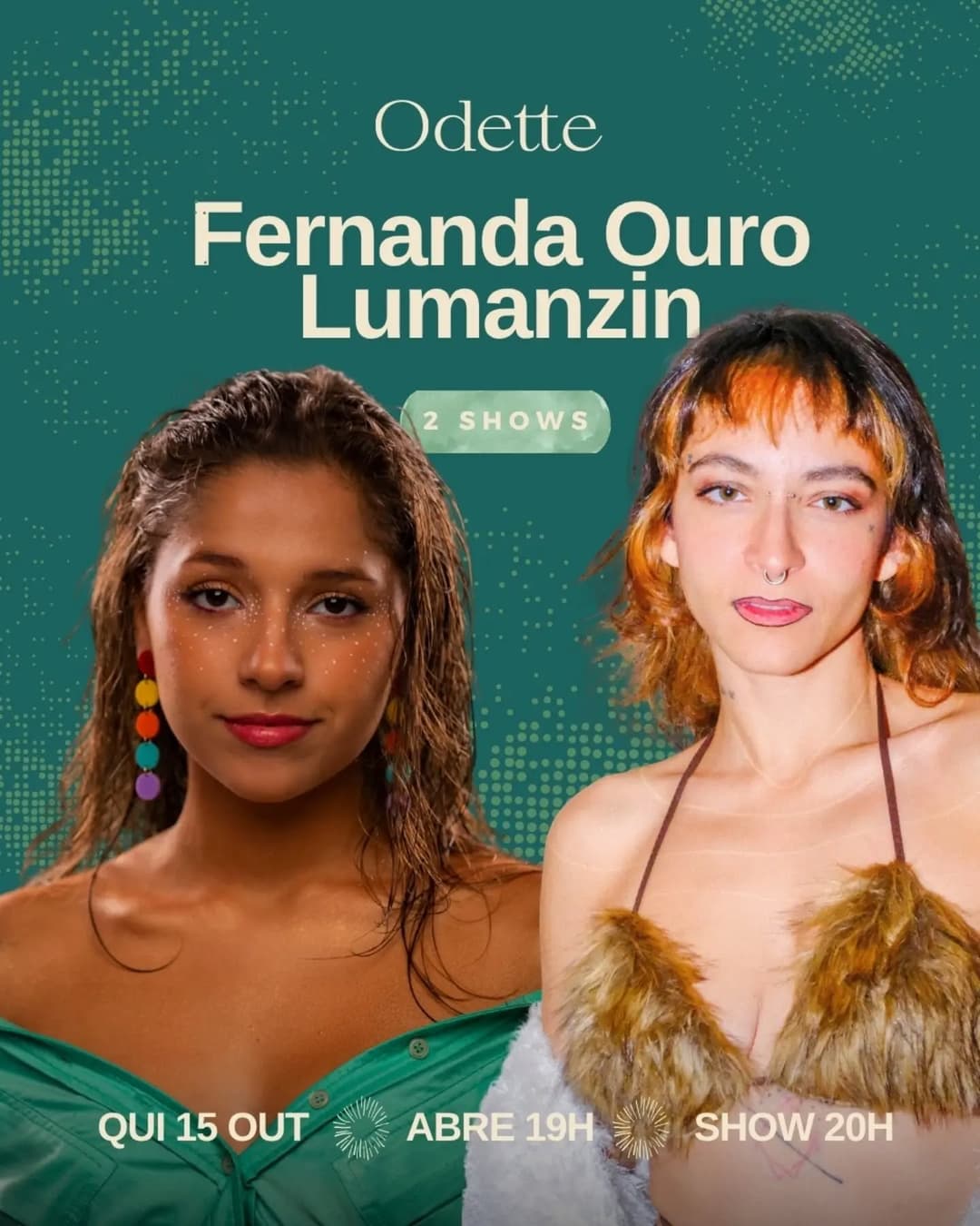 Flyer de Fernanda Ouro e Lumanzin