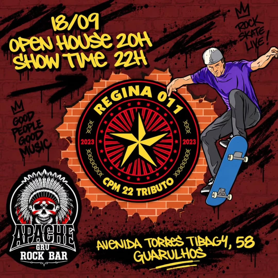 Flyer de Regina 011 e CPM 22 Tributo