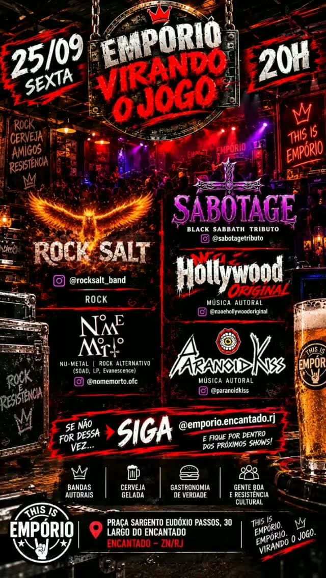 Flyer de Rock'Salt, Sabotage, Nome Morto e mais 2 artistas