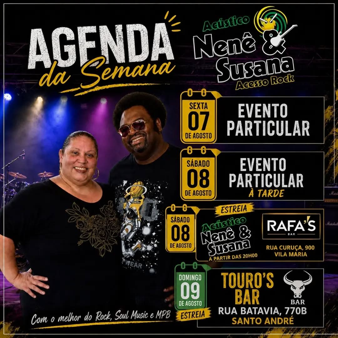 Flyer de Acesso Rock e Nenê e Susana