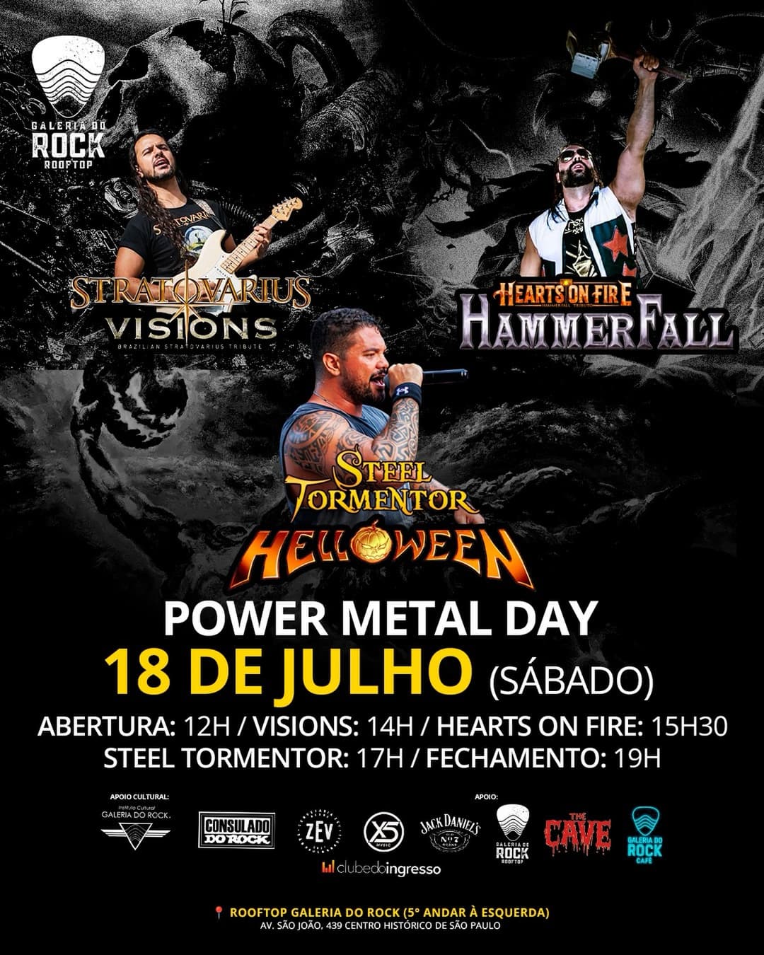 Flyer de Steel Tormentor, Hearts on Fire e Visions Brasil