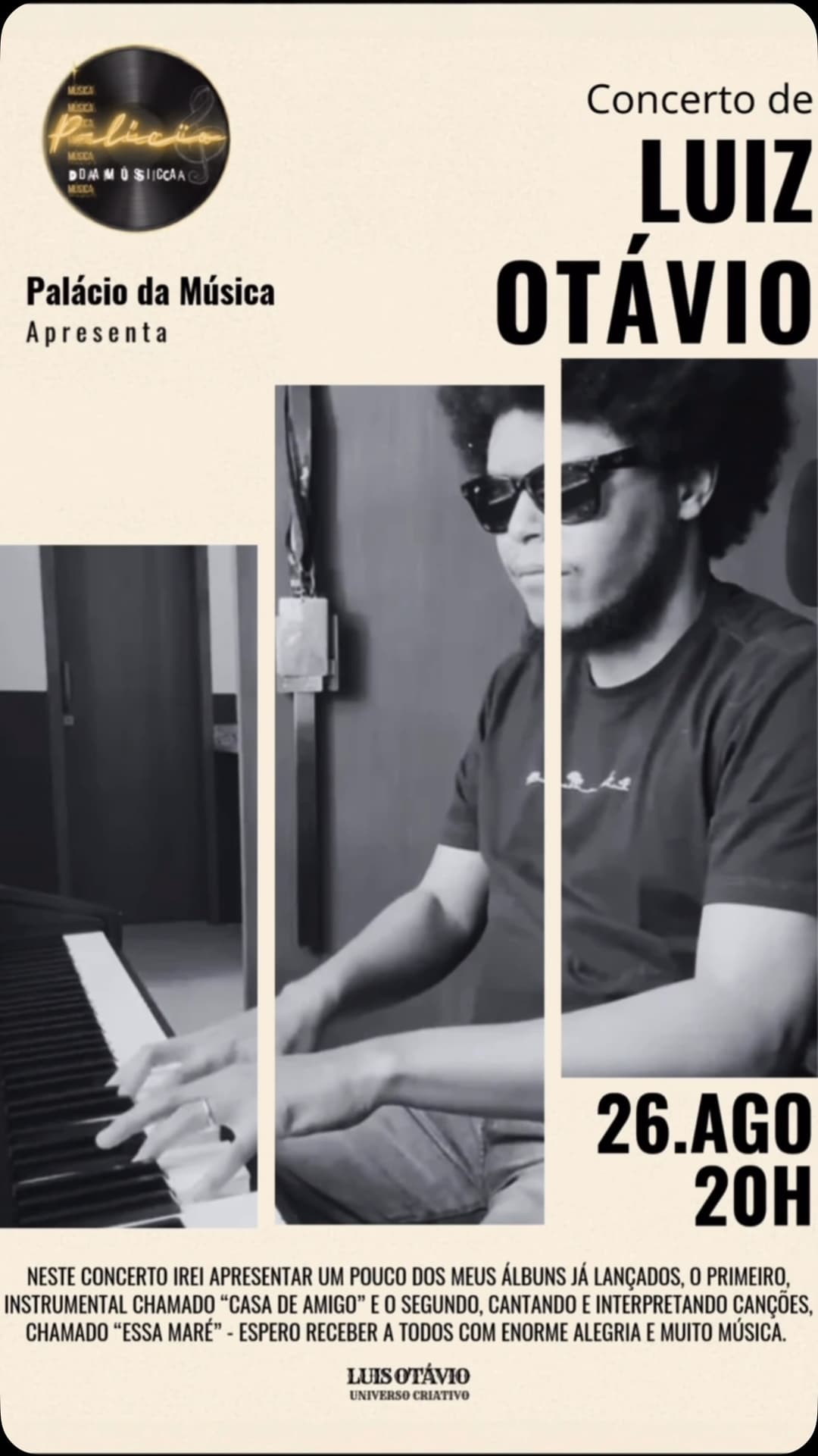 Flyer de Luiz Otávio, Casa de Amigo e mais 2 artistas