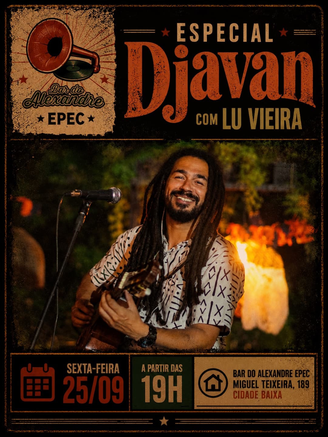 Flyer de Miguel Tejera, Dani Vargas, Lu Vieira e mais 2 artistas