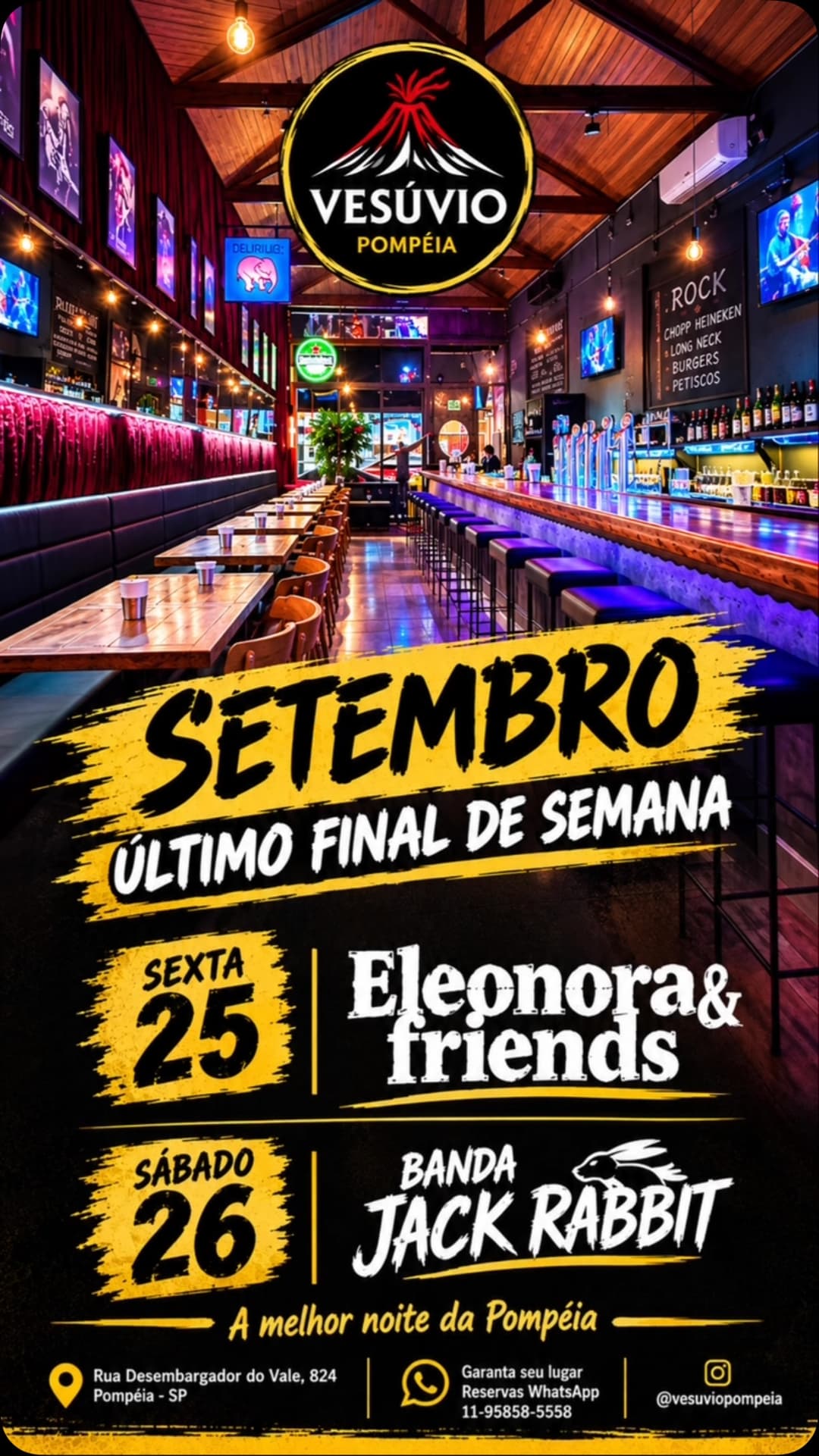 Flyer de Banda Jack Rabbit, eueleonora e mais 4 artistas