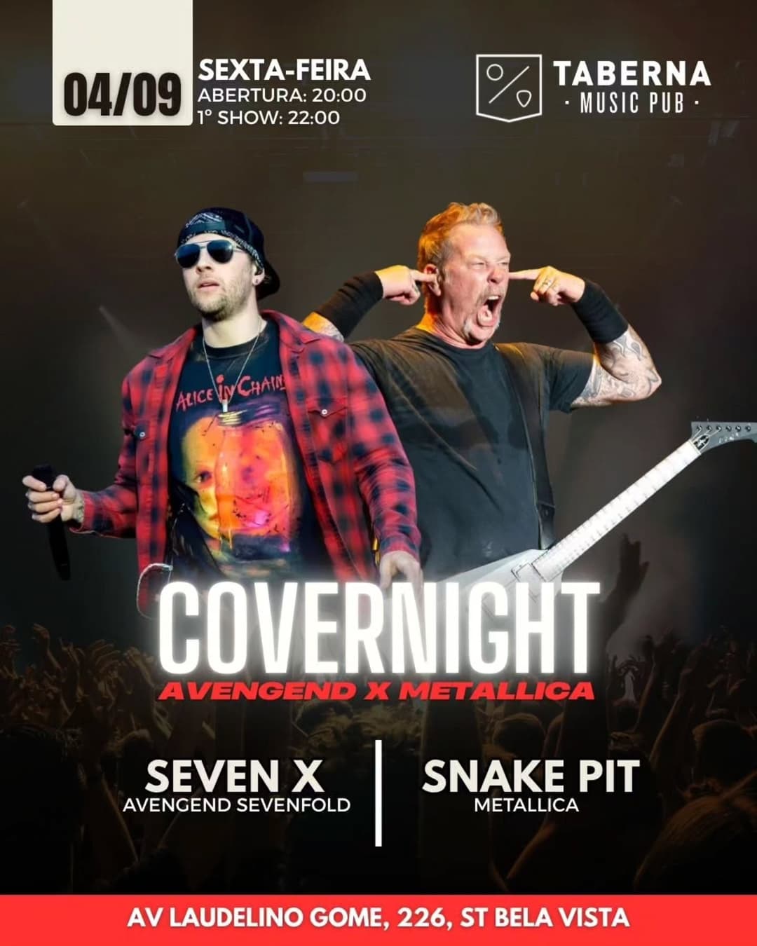 Flyer de Snakepit e Banda Sevenx
