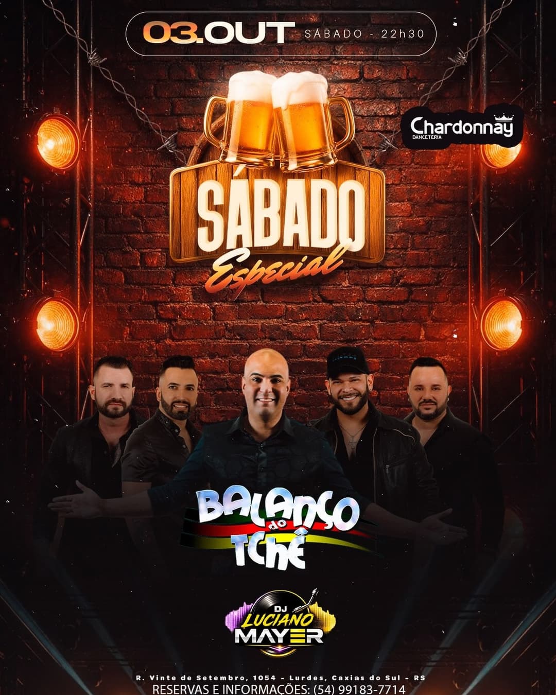 Flyer de Balanço do Tchê e DJ Luciano Mayer