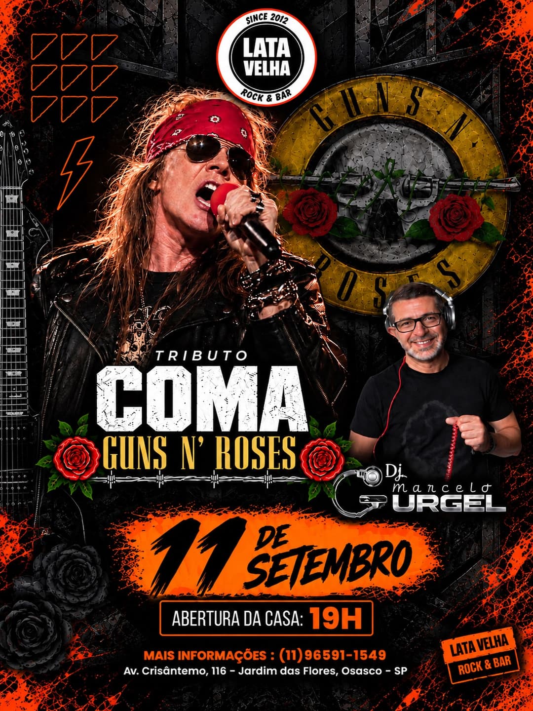 Flyer de Banda COMA e DJ Marcelo Gurgel