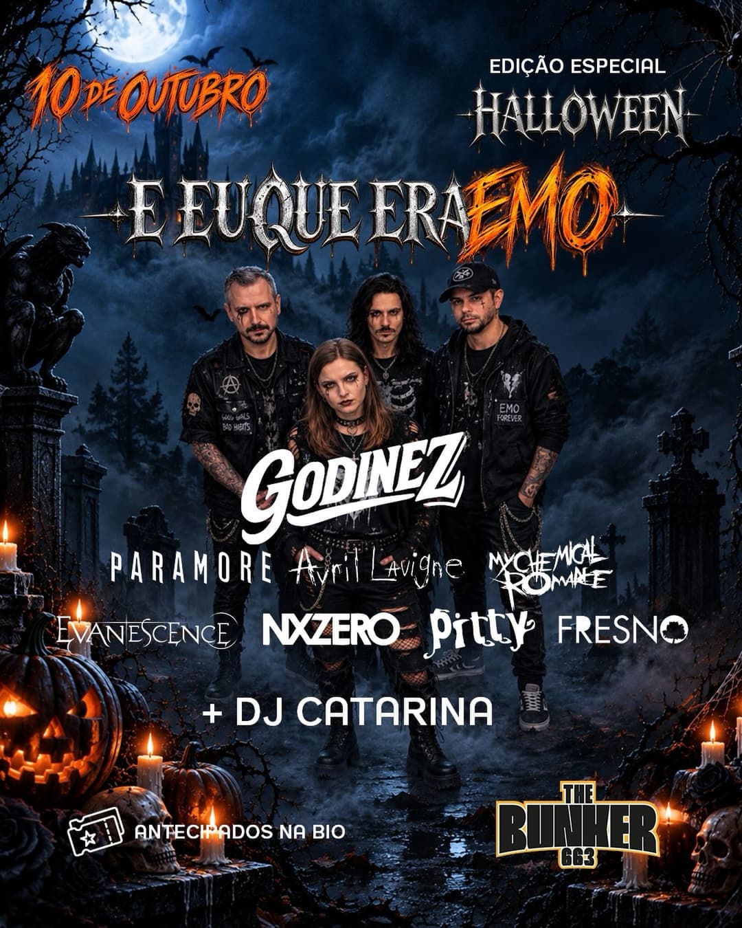 Flyer de E eu que era emo?, Godinez e DJ CATARINA