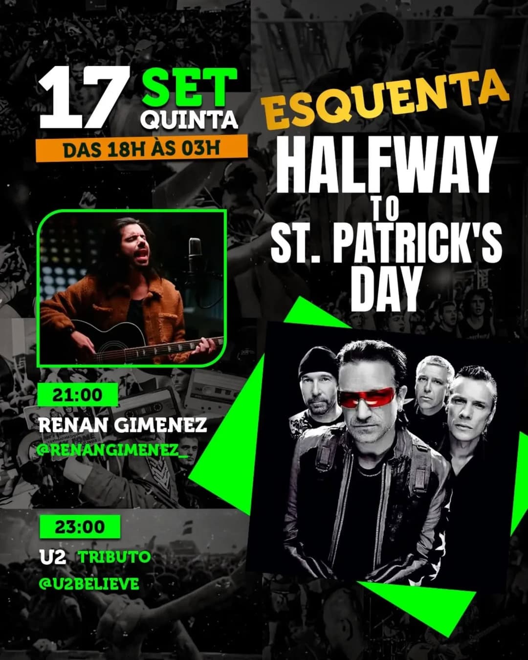 Flyer de Renan Gimenez e U2 Believe