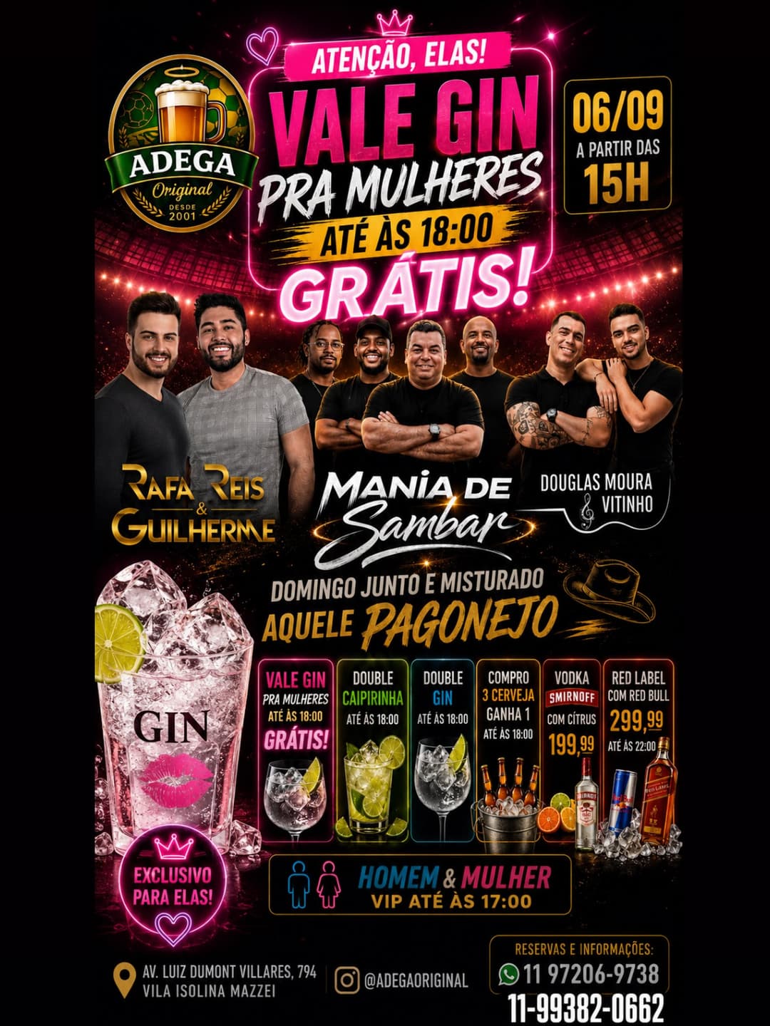 Flyer de Mania de Sambar, Rafa Reis & Guilherme e mais 1 artista