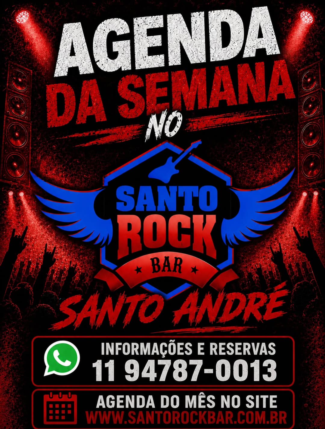 Flyer de Santo, Siderais Banda, The Lords e Nirvana Cover Brasil
