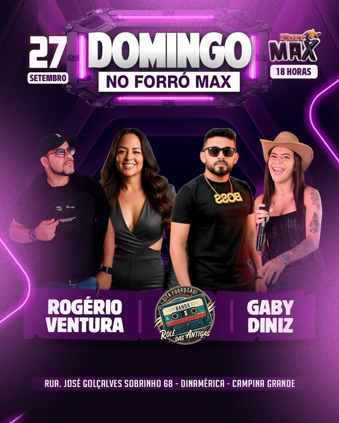 Flyer de Rogério Ventura, Rolê das Antigas e Gaby Diniz