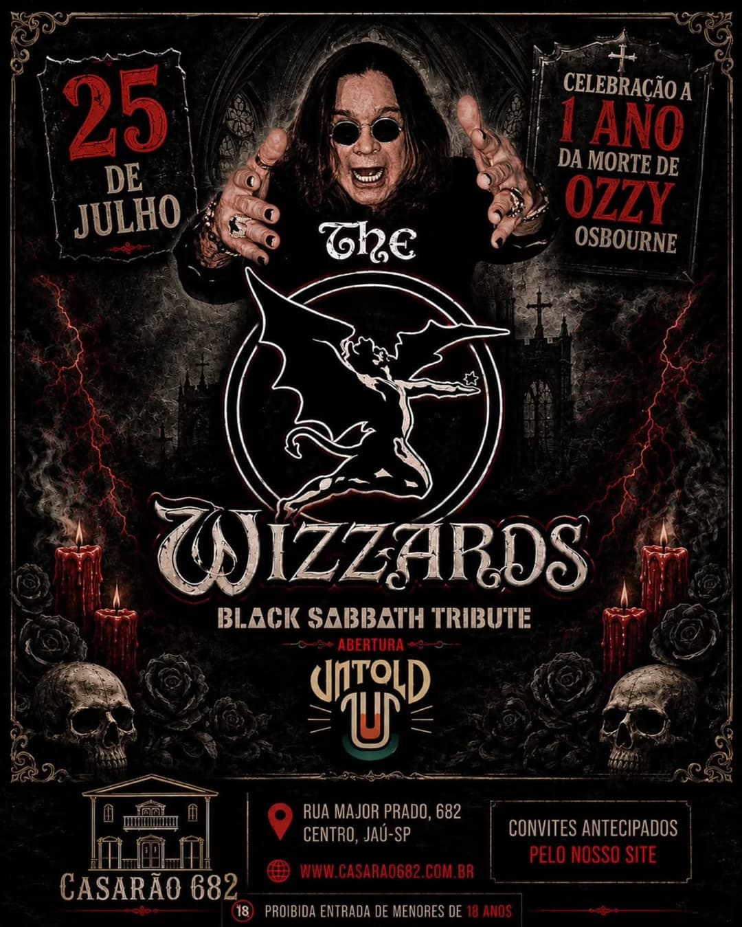 Flyer de The Wizzards e Banda Untold