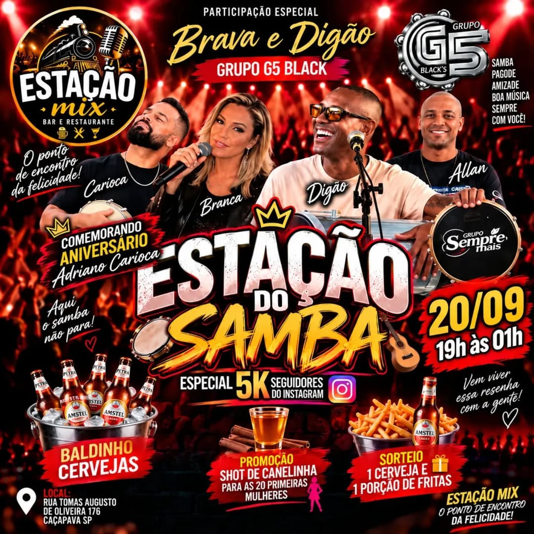 Flyer de Grupo Sempre Mais, Brava e Digão, Grupo G5BLACK e Allan